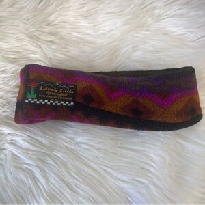 Pink and Purple Fleece Headband with Swirling Pattern